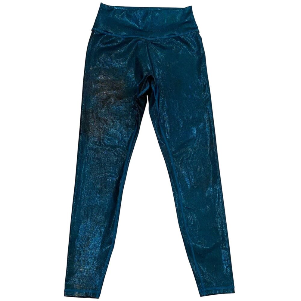 Buffbunny Rebel V2 Leggings Large L High Waisted Metallic Teal Shimmer Sparkle